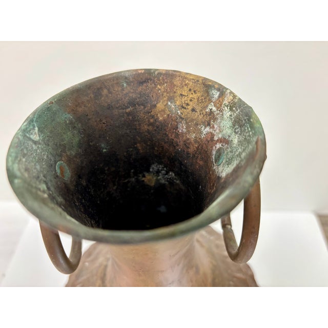 Vintage Middle Eastern Large Copper Handmade Vessels With 2 Ring Handles - A Pair For Sale - Image 15 of 16