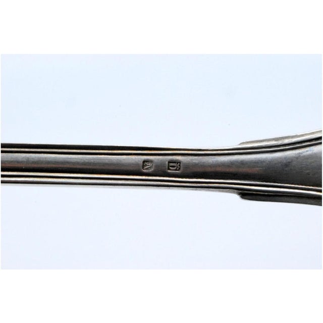Metal Silver Soup Ladle with a Strip Along the Handle For Sale - Image 7 of 9
