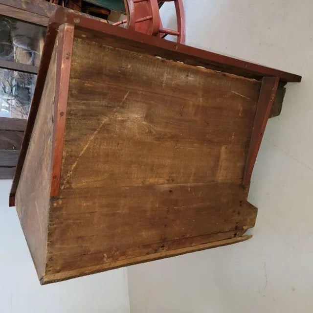 19th Century 19Thc Original Red Painted Pa. Two-Piece Corner Cupboard For Sale - Image 5 of 10