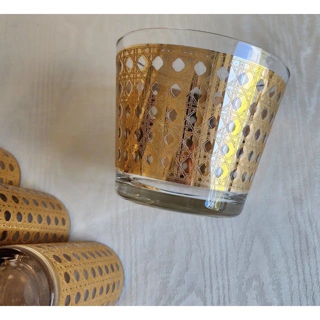 Vintage Culver Canella Highball Glasses and Ice Bucket With 22k Gold Overlay - Set of 9 For Sale - Image 16 of 16