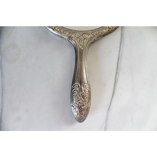 Vintage Silver Plate Vanity Set - Mirror, Comb & Brush For Sale In Milwaukee - Image 6 of 10