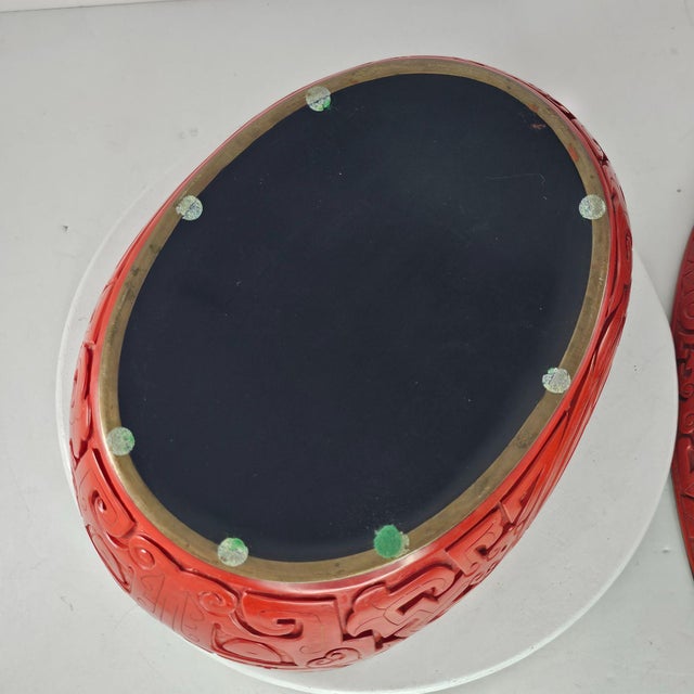 Red Vintage Red Cinnabar Duck Goose Swan Figure Lidded Box Lacquered For Sale - Image 8 of 9