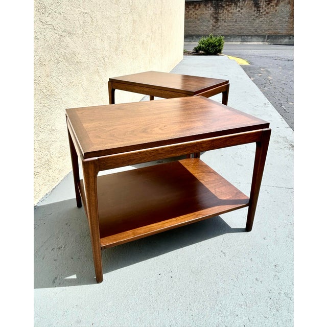 Lane Furniture Vintage Pair of Lane Rhythm Walnut End Tables For Sale - Image 4 of 8