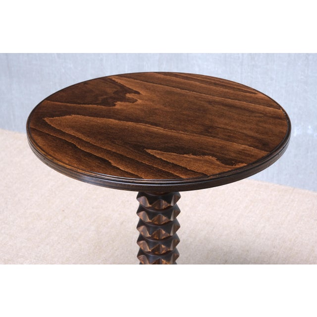 Mid-Century Modern Sculptural Round Side Table in Beech Wood by Charles Dudouyt, France, 1950s For Sale - Image 3 of 12