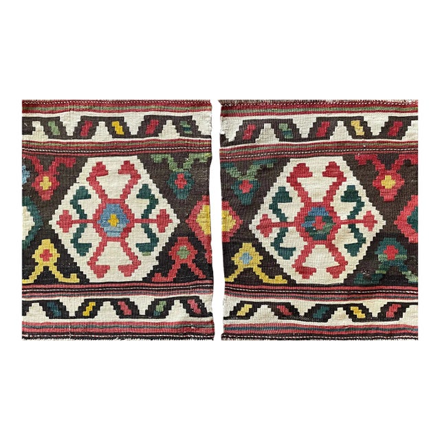 Antique Shahsavan Kilim/Rug, C-1900's, a Pair 19" X 23" Each For Sale