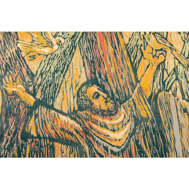 Expressionism St. Francis | Paint on Textile, Dated 1975 For Sale - Image 3 of 6