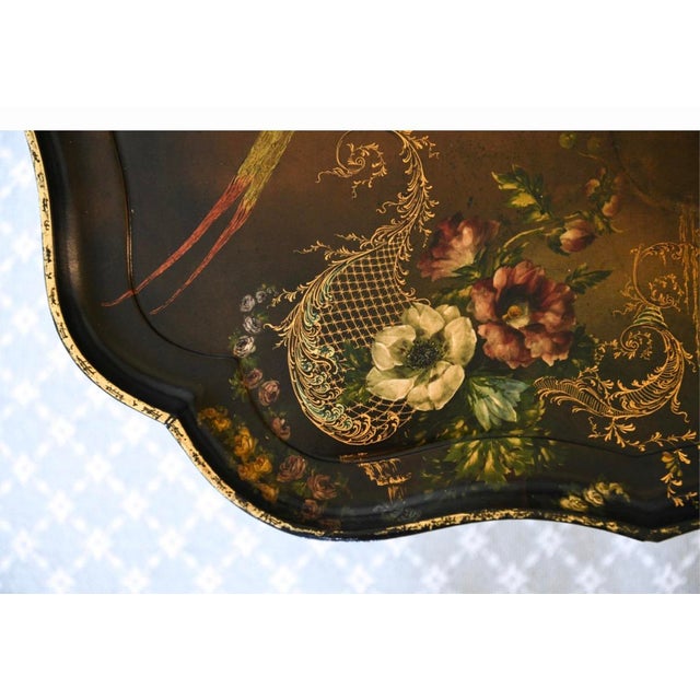 Wood Vintage Chinoiserie Lacquer Tray Table For Sale - Image 7 of 10