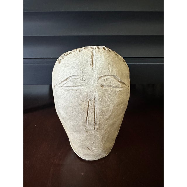 Vintage Handmade Folk Art Face Vase Sculpture For Sale - Image 18 of 18