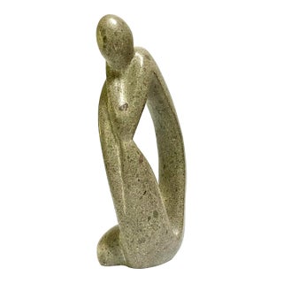 Modernist Figural Stone Sculpture Hand Carved For Sale