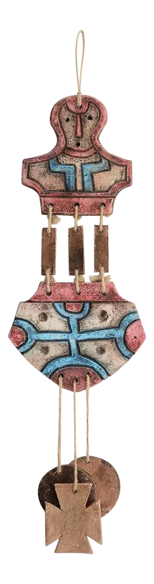 Mid Century Chilean Mapuche Abstract Ceramic Mobile Wind Chimes