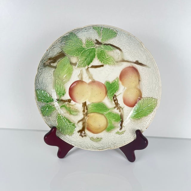 Barbotine Fruit Plates from KG St Clément, Late 19th Century, Set of 4 For Sale - Image 6 of 18
