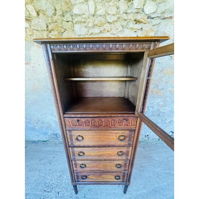 Louis XVI French Display Cabinet with 5 Drawers, 1940s For Sale - Image 16 of 18