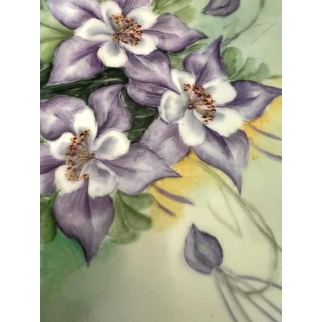 Antique Austrian Hand-Painted Columbine Serving Dish For Sale - Image 4 of 10