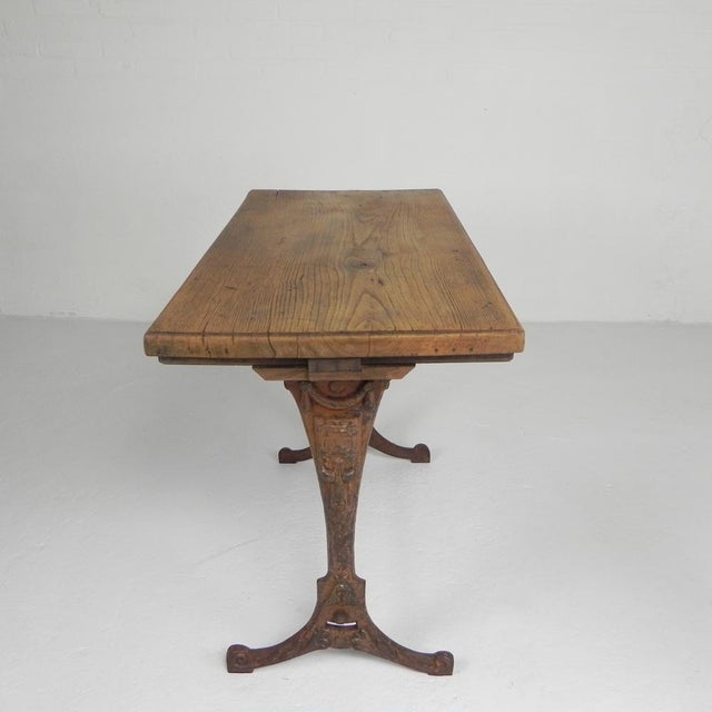 Art Deco Bistro Table with Oak Top on Cast Iron Base, 1930s For Sale - Image 16 of 18