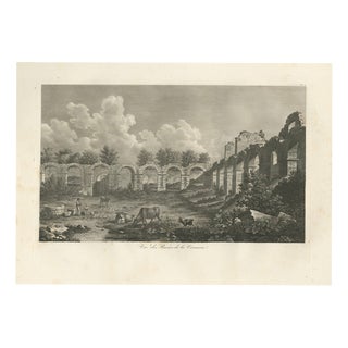 Louis-Pierre Baltard, View of the Ruins of the Hunt Architectural Ruins, 1803, Copperplate Engraving For Sale
