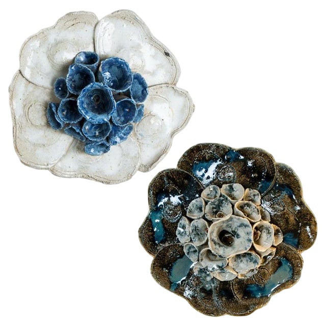 Vintage Danish Floral Ceramic Wall Light, 1970 For Sale