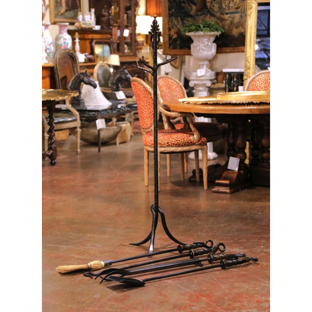 Gothic Vintage French Gothic Wrought Iron "Serviteur" Fireplace Tool Set, Five Pieces For Sale - Image 3 of 15
