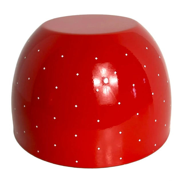 1960s Mid Century Modern Ampler Ejiry Red Enamel Bowl With White Diamonds Kaj Frank Style For Sale - Image 5 of 13
