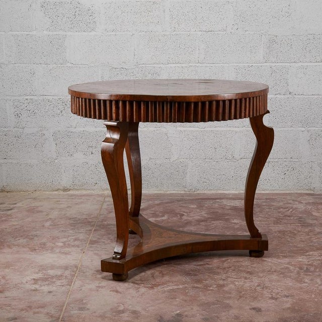 2000 - 2009 Antique Round Inlaid and Grooved Table For Sale - Image 5 of 18