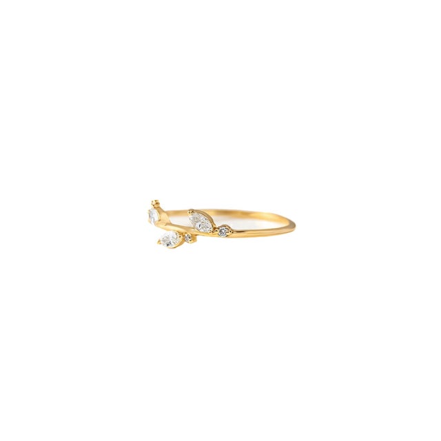 Multi-Cut Moissanite 14k gold Wedding Band. Danity marquise moissanite 14k gold ring. Branch ring with moissanites....