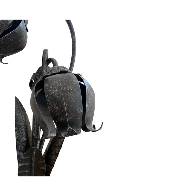 1970s Tulip Lamps Metal Architectural Salvage Iron Hans Kogl Style Industrial Hollywood Regency - a Pair For Sale In Palm Springs - Image 6 of 12