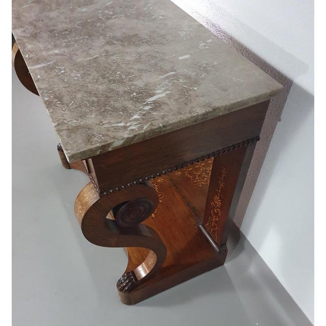 French Trumeau Side Table with Wood Inlay, 1830s For Sale - Image 4 of 18