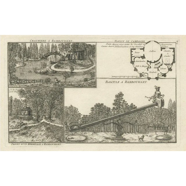 Le Rouge, Various Views of Rambouillet Near Paris, France, 1785, Print For Sale - Image 5 of 5