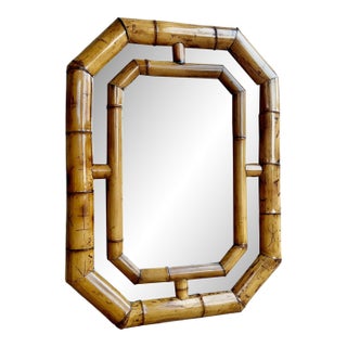 Vintage Bamboo Octagonal Mirror in the Style of Karl Springer For Sale