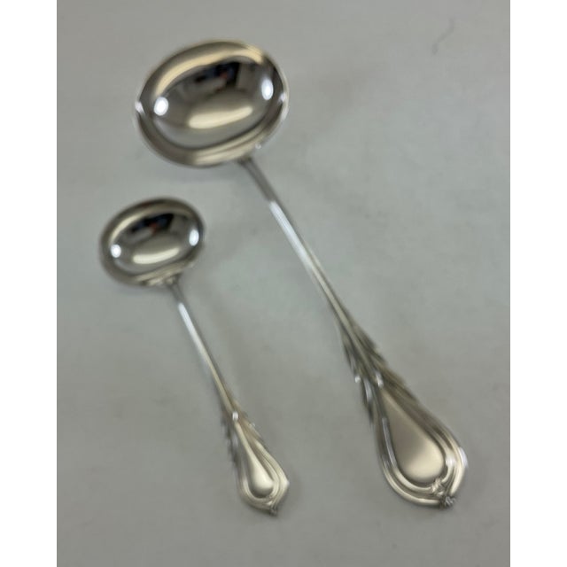 Silver New 1980s Complete Cutlery Set for 12, Including Fish Eaters & Serving Pieces, 132 Pcs, Lily For Sale - Image 8 of 18