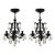 Vintage Pair 4-Light Black Iron Crystal Chandelier Hollywood Regency Glam Set 2 For Sale