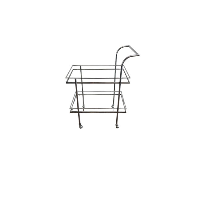 1970s Chrome and Glass Bar Cart For Sale - Image 4 of 11