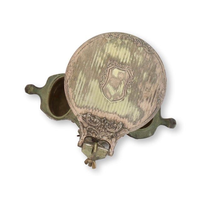 Silverplate Shaving Mirror W/Removable Storage Cups For Sale - Image 4 of 7