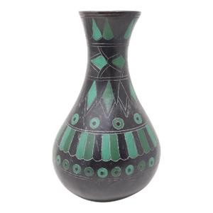Vintage Oaxaca Mexico Black Clay Pottery Vase in the Manner of Manuel Felguerez