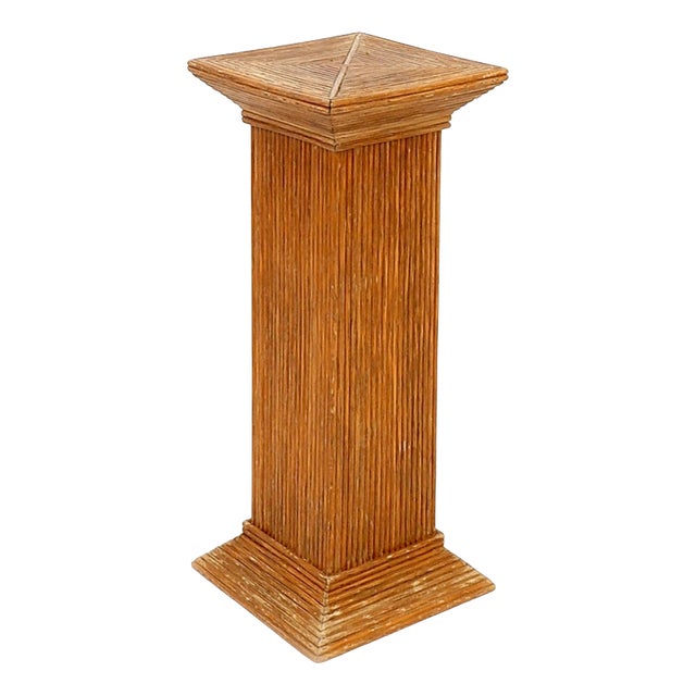 Pencil Reed Pedestal Console Table in the manner of Vivai Del Sud, 1970s For Sale