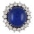 GIA Certified 25 Carat Cabochon Blue Sapphire & Diamond Halo Ring in Platinum, Size 6.74 For Sale
