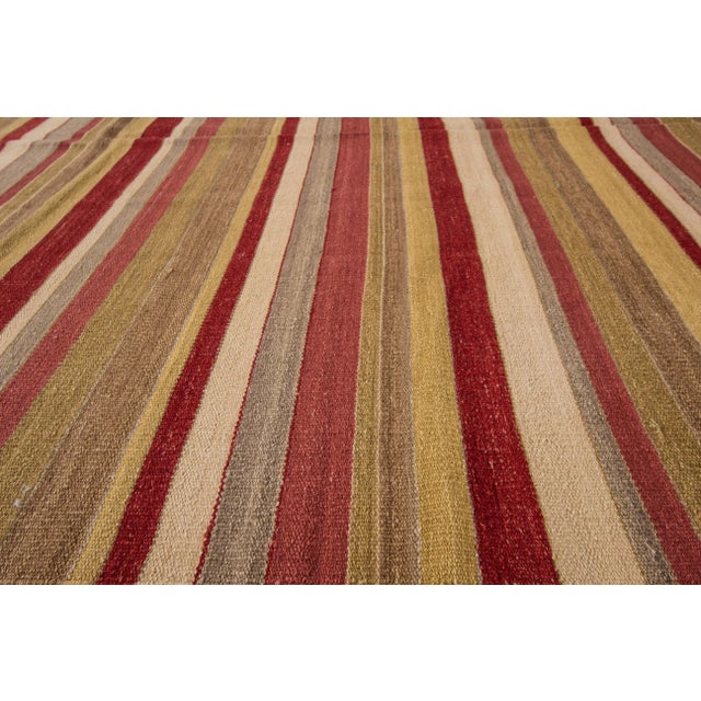2010s Modern Flatweave Kilim Wool Rug With Multicolor Striped Design For Sale - Image 5 of 9