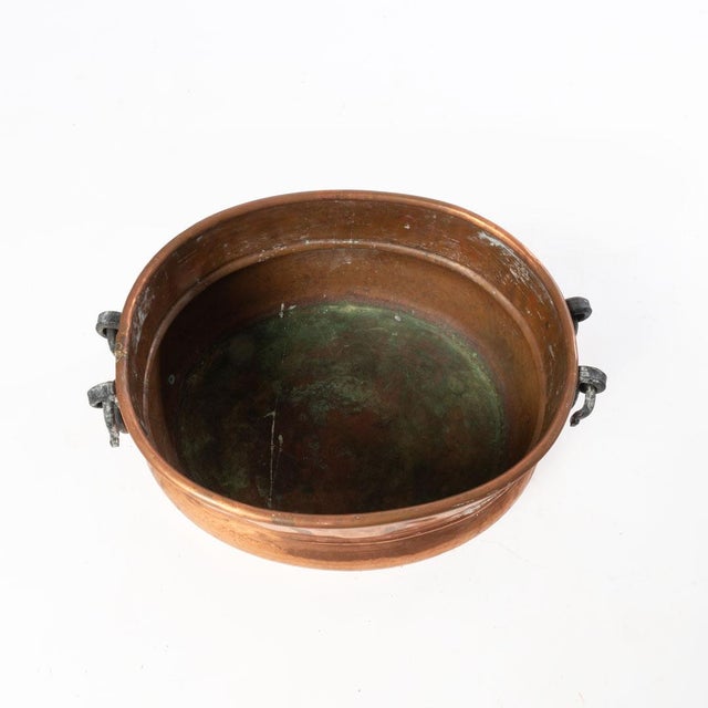 Copper Antique Hand Wrought Copper Jardiniere With Iron Handles For Sale - Image 8 of 8