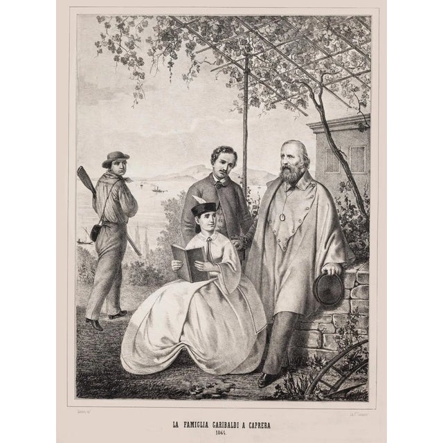 Francesco Casanova, Garibaldi and His Family In Caprera, Lithograph, 1864 For Sale