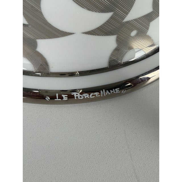 Silver White Porcelain Objects with Platinum Finishes from Le Porcellane, 1990s, Set of 3 For Sale - Image 8 of 17