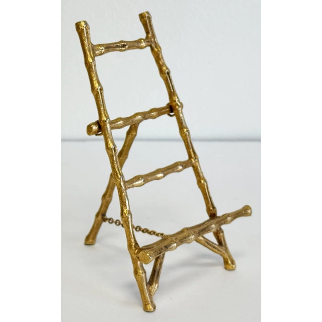 Vintage Brass Faux Bamboo Motif Table Easel For Sale - Image 4 of 8