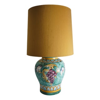 Deruta Porcelain Table Lamp with Hand-Painted Grape Decoration, Italy, 1960s For Sale