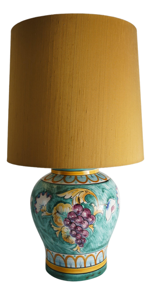 Deruta Porcelain Table Lamp with Hand-Painted Grape Decoration, Italy, 1960s