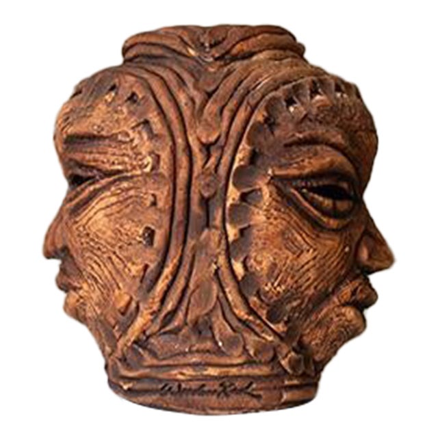 Vintage Afrobohemian Head Sculpture Vase For Sale