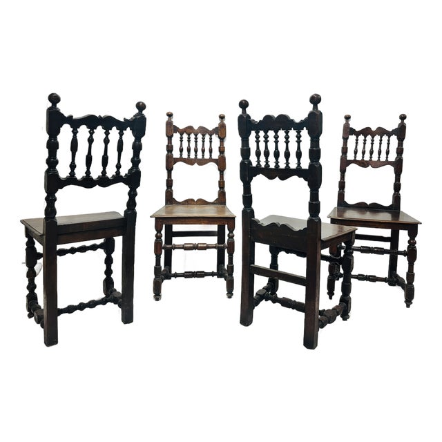 Set of 4 Early 19th Century Provincial Walnut Baroque Dining Chairs For Sale