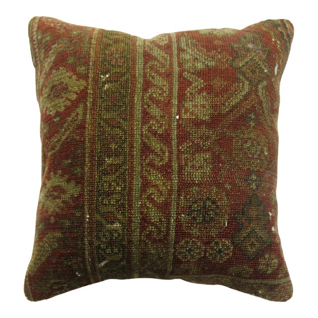 Rustic Antique Rug Pillow For Sale