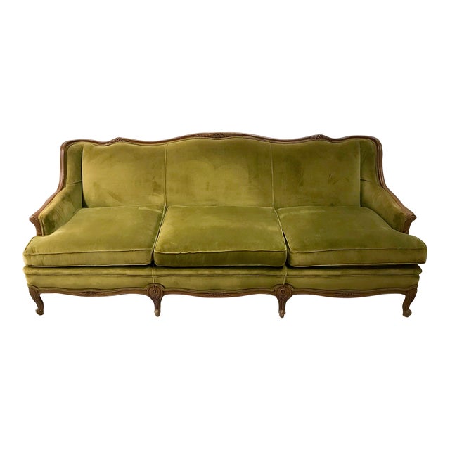 1950s Vintage Fogle Furniture Co Victorian Style Velvet Sofa