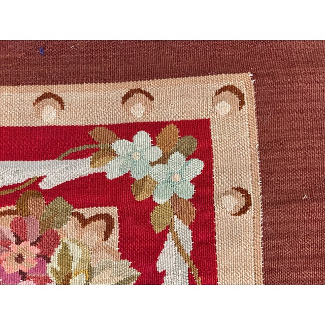 Burgundy Neoclassical Elegance: A 19th-Century French Aubusson Tapestry For Sale - Image 8 of 15