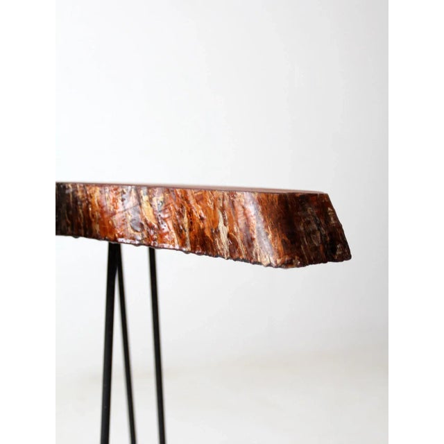 Mid Century Live Edge Wood Side Table For Sale - Image 4 of 13