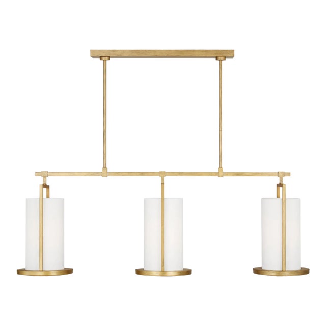 Thom Filicia by Visual Comfort Studio Sherwood 3-Light Large Linear Chandelier in Coastal Gild For Sale
