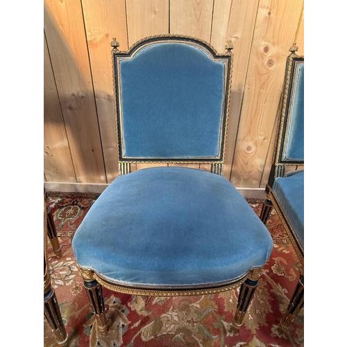 Napoleon III Style Chairs in Blackened and Gilded Wood, Set of 4 For Sale - Image 5 of 10